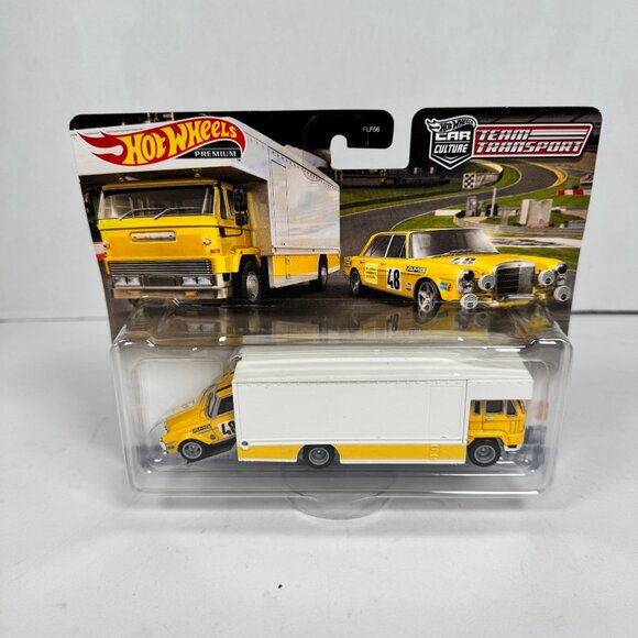 Hot Wheels Team Transport Mercedes-Benz 300 SEL 6.8 AMG & Fleet Flyer Premium - Picture 1 of 3